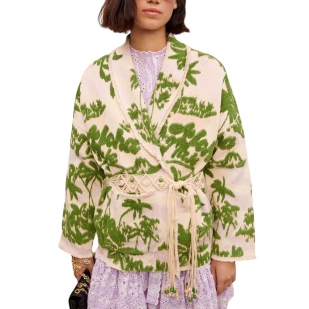 Maje Aloha Cardigan with Palm Tree Motifs NWT